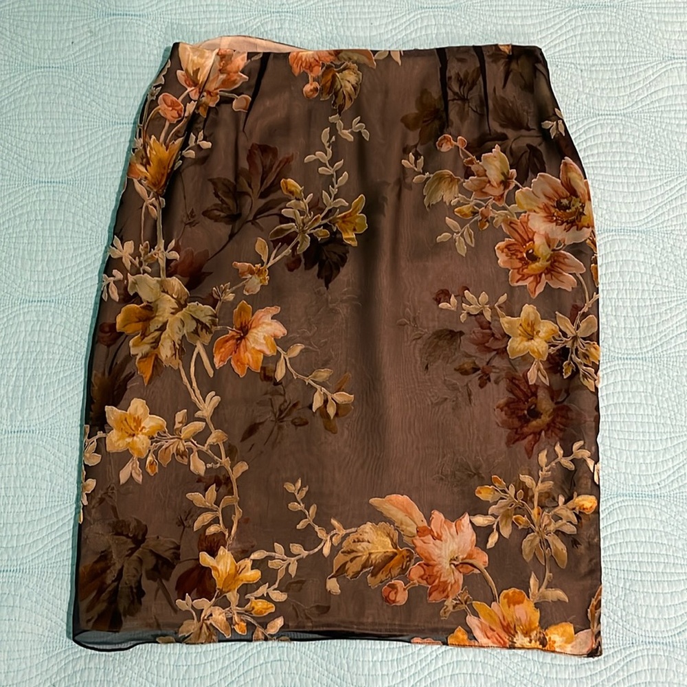Anne Klein petite silk blend floral skirt